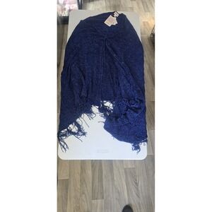 NWT Lularoe Solid Blue Chenille Mimi Wrap Poncho Sweater Fall One Size